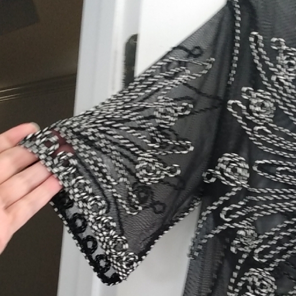 Embroidered Sheer Luxe Bolero Open Jacket Chicos Size 1 or US M 8-10 NWOT - Picture 7 of 13